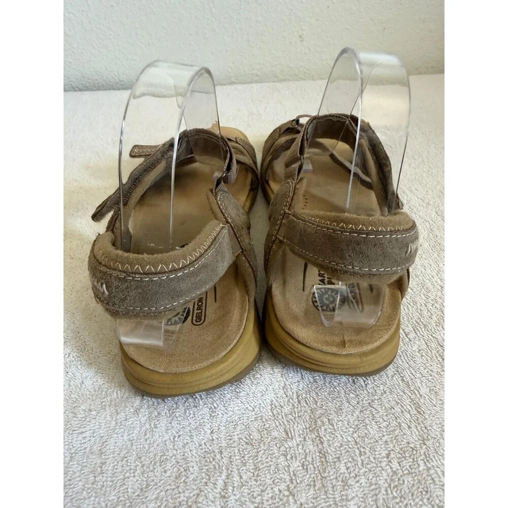Earth Spirit Women's Brown Suede Velkro Strap Sandals Gelron Cushion Size 10